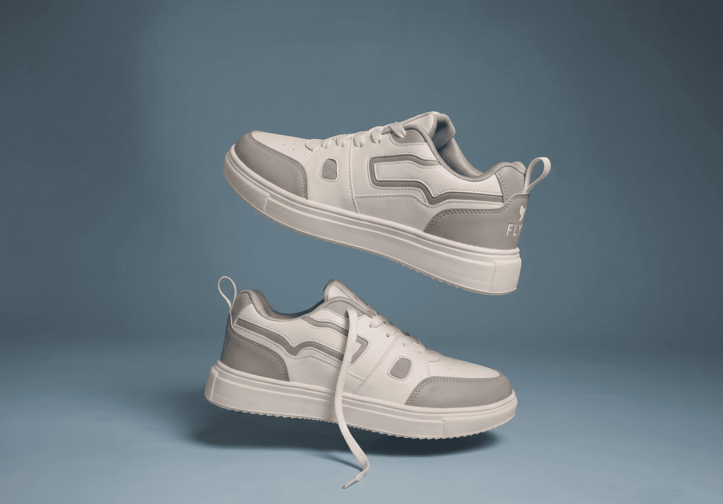 White and grey Flyo sneakers